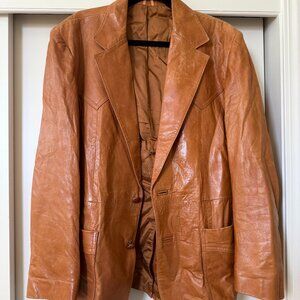 Vintage Brown Genuine Leather Blazer